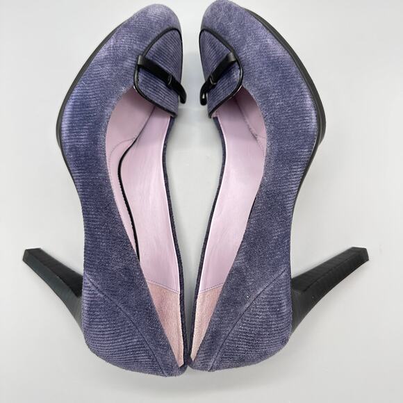 Johnston and Murphy Navy Blue Corduroy Platform Heels Pumps Womens 10M - Picture 5 of 11